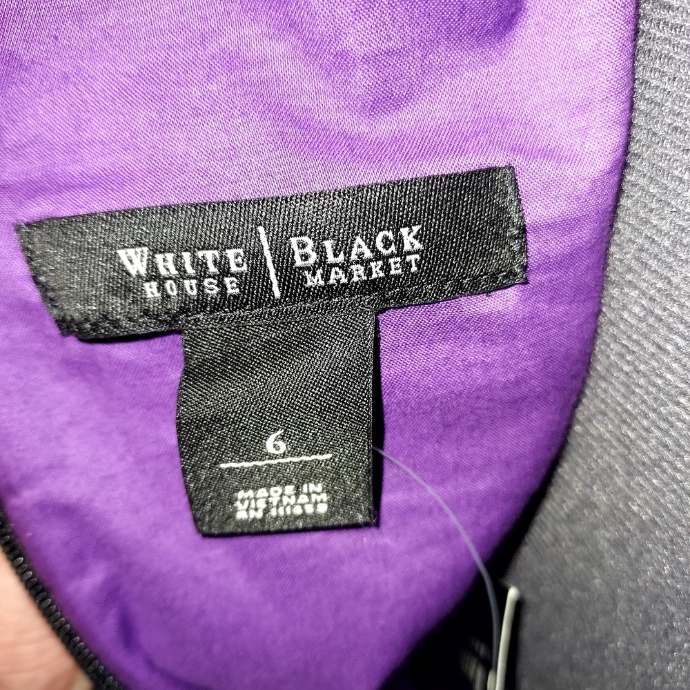 Polka Dot Black Dress with Purple Belt - Picture 2 of 12